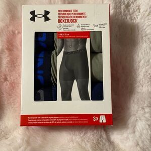 Under Armour Boxerjock Boxer Briefs Size XL 3 Pack Underwear 6" Inseam Black Gra